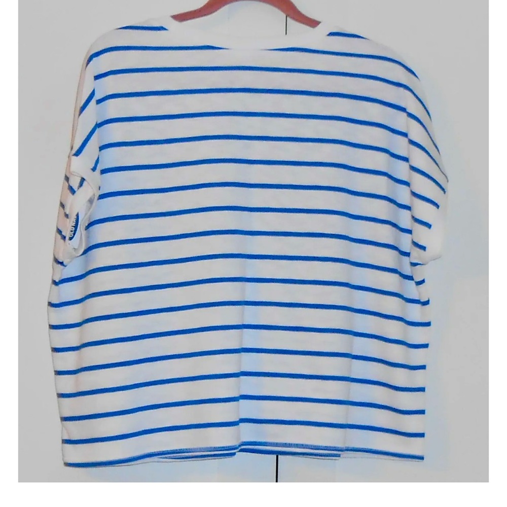 Women's Old Navy Blue Stripe Oversized French Terry Short Sleeve Sweatshirt